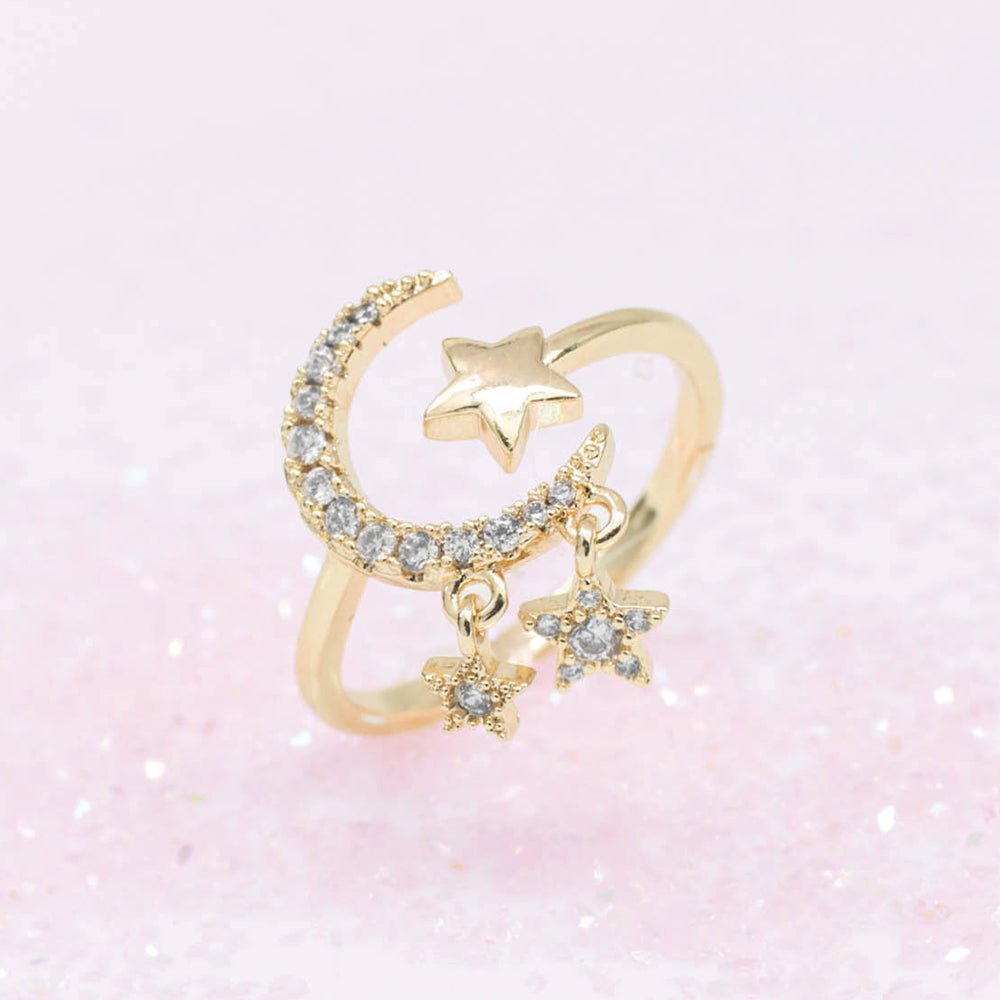 💯 ¡SOLO NUEVO!❗🌟 Anillo de Luna y Estrella Pitaya🌟