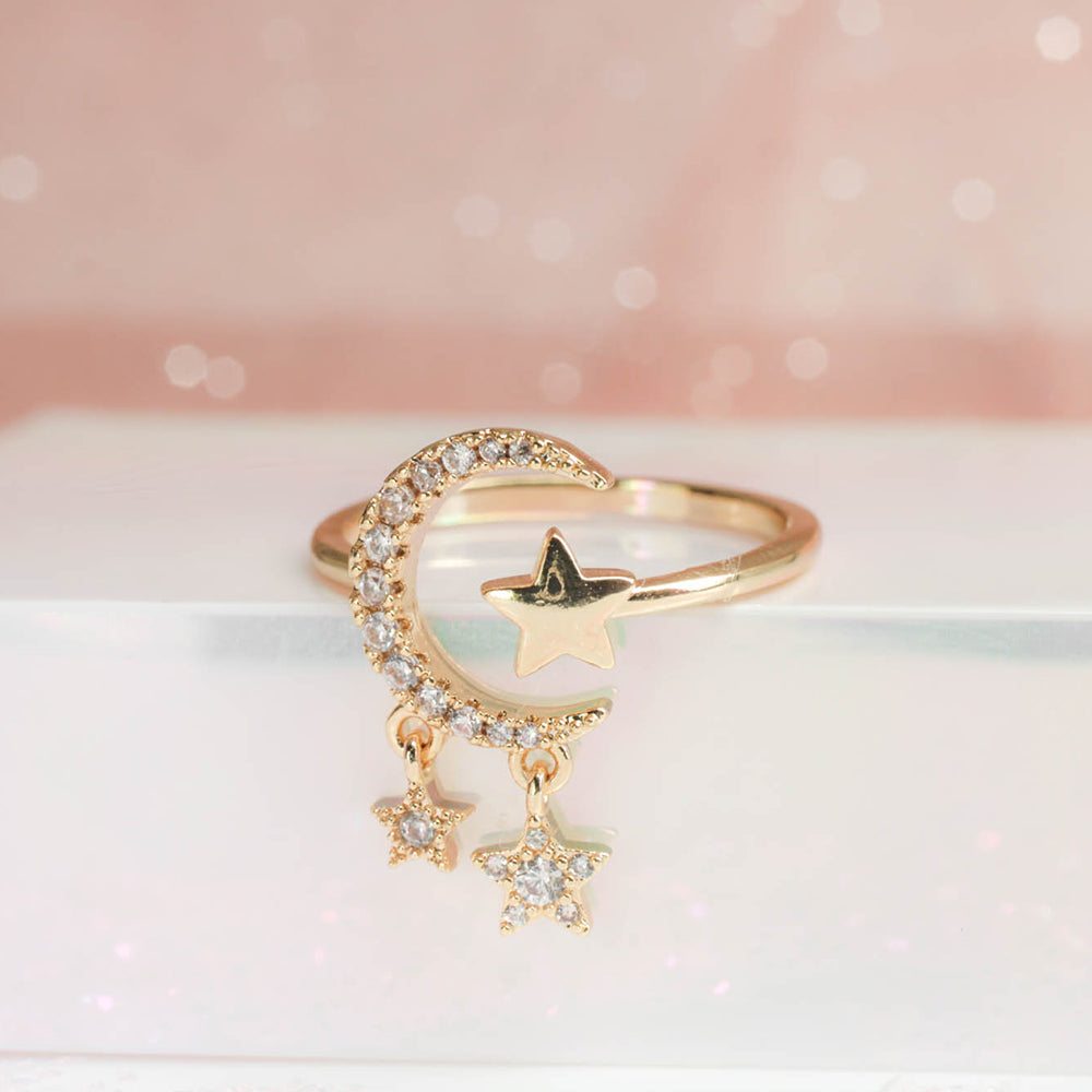 💯 ¡SOLO NUEVO!❗🌟 Anillo de Luna y Estrella Pitaya🌟