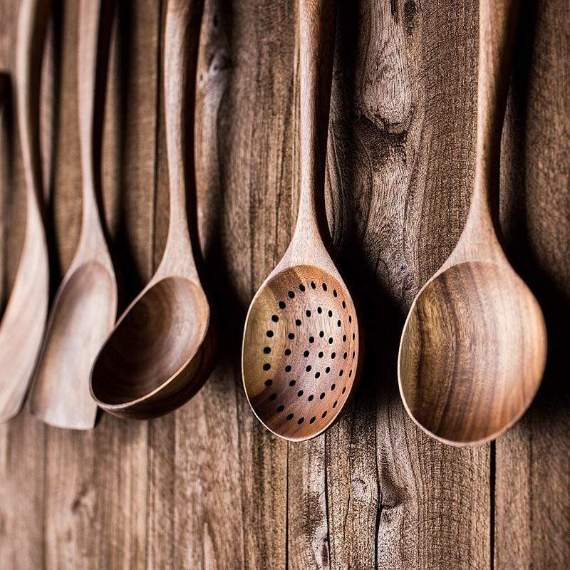 💯 ¡SOLO NUEVO!❗🍴Utencilios de Cocina de Madera Acacia🍴