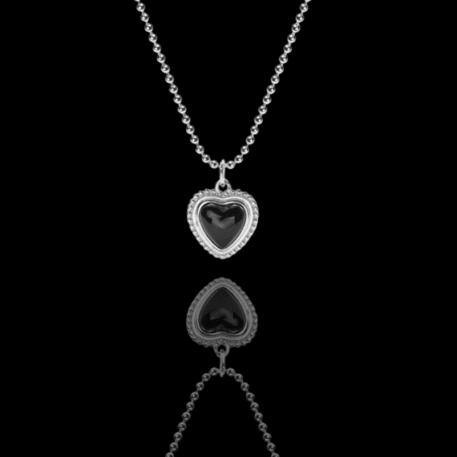 💯 ¡SOLO NUEVO!❗🖤Collar Corazón de Ágata Negra🖤