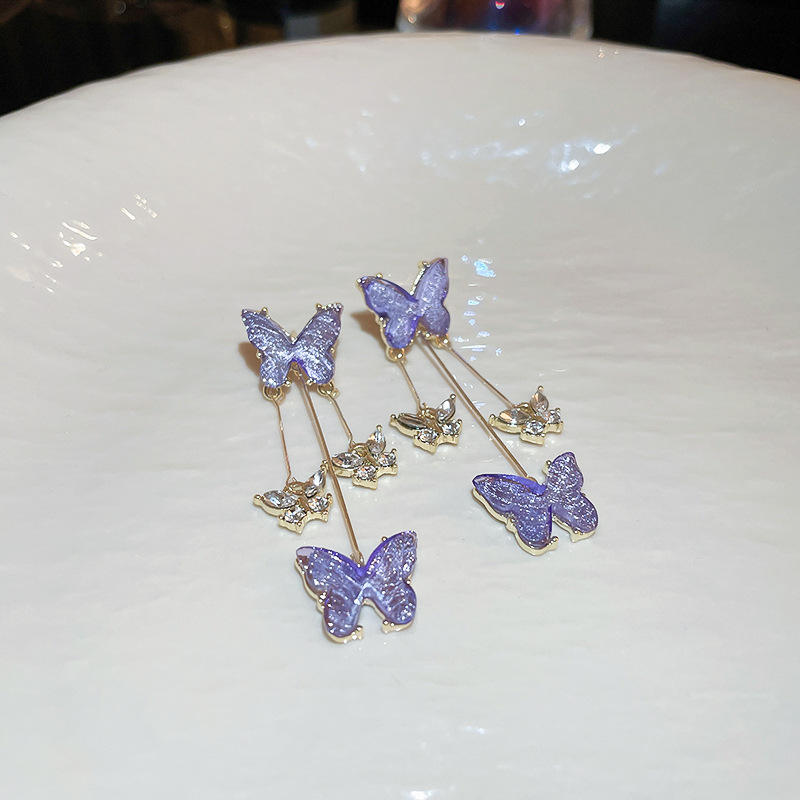 💯 ¡SOLO NUEVO!❗🦋 Aretes de Mariposas de Amatistas 🦋