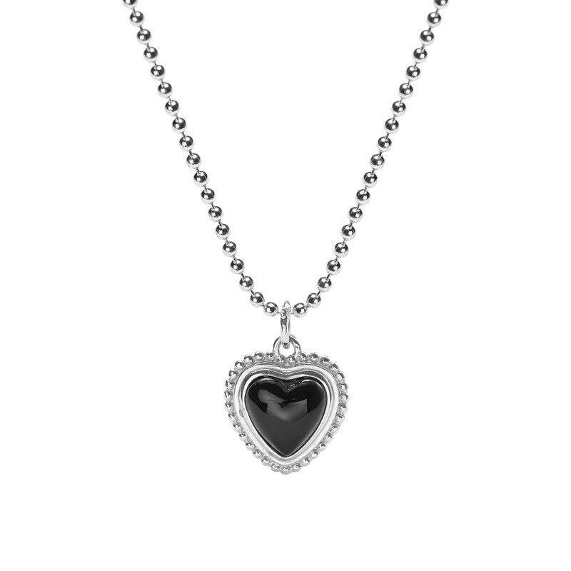 💯 ¡SOLO NUEVO!❗🖤Collar Corazón de Ágata Negra🖤