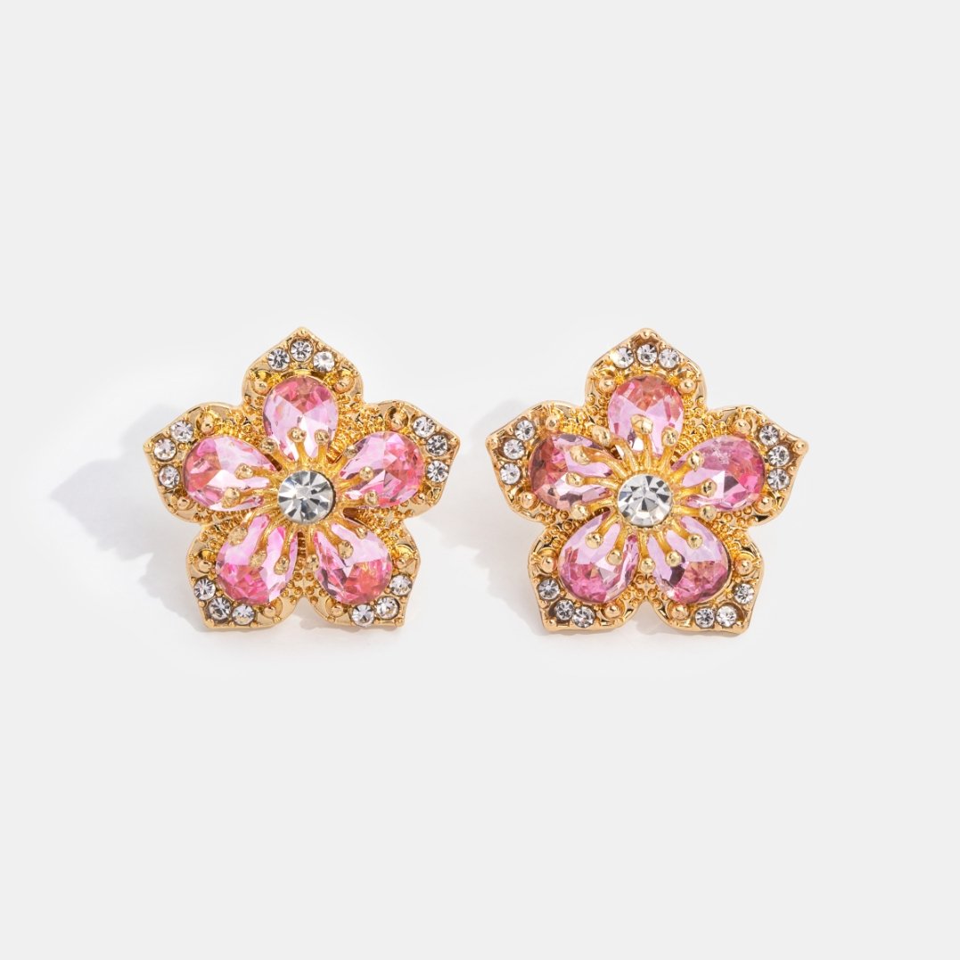 💯 ¡SOLO NUEVO!❗🌺Aretes Flor en Cristal Brillante🌺