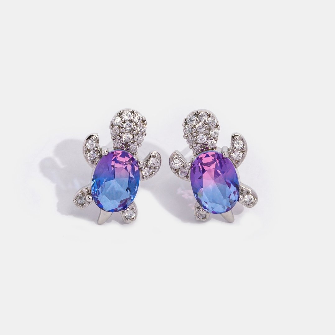 💯 ¡SOLO NUEVO!❗🐢Aretes de Tortuga en Cristal🐢