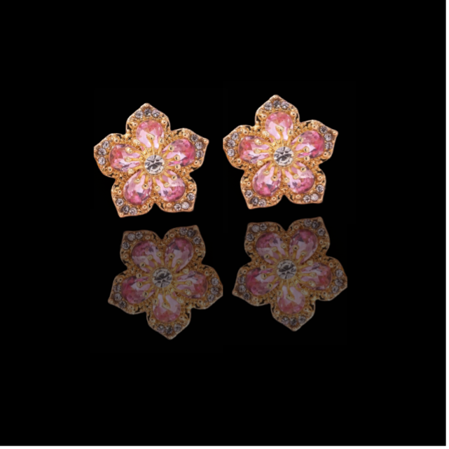 💯 ¡SOLO NUEVO!❗🌺Aretes Flor en Cristal Brillante🌺